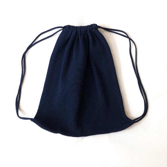 Balenciaga Handbags - Balenciaga navy blue knit drawstring bag purse backpack
